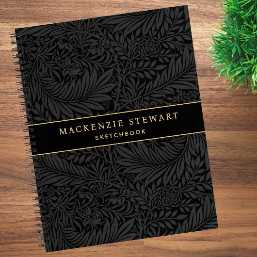 Elegant Black Floral Pattern Sketchbook ノートブック