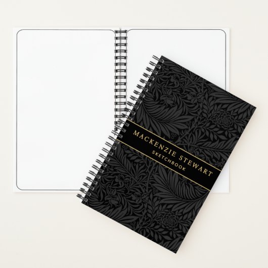Elegant Black Floral Pattern Sketchbook ノートブック (内側)