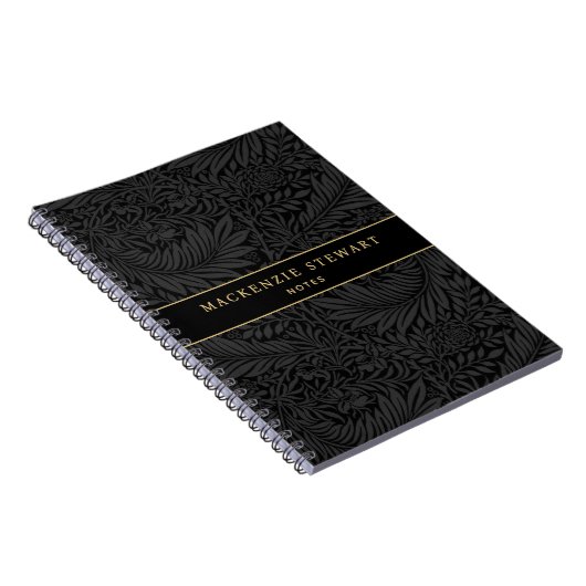 Elegant Black Floral Pattern Sketchbook ノートブック (右側)