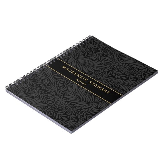 Elegant Black Floral Pattern Sketchbook ノートブック (左側)