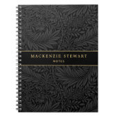 Elegant Black Floral Pattern Sketchbook ノートブック (正面)