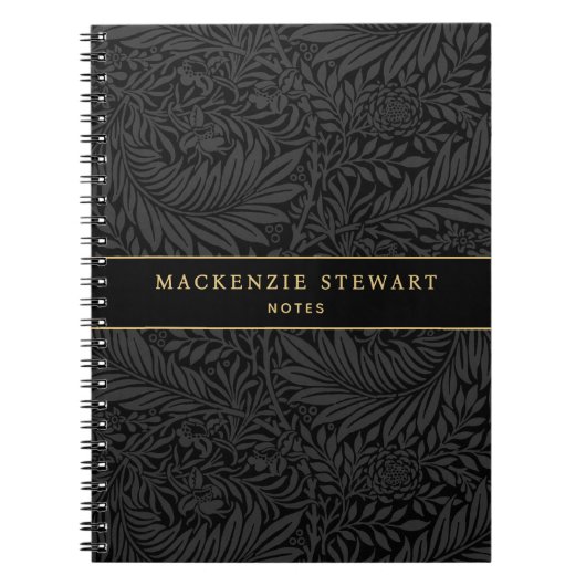 Elegant Black Floral Pattern Sketchbook ノートブック (正面)