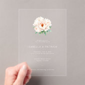 Elegant Black Floral Peonies アクリル招待状 (インサイチュ (ポータブル))