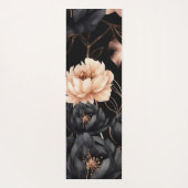 Elegant Black Floral Roses Pattern Gold Leaves ヨガマット (裏面)