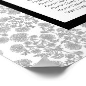 Elegant Black Floral Toile Seating Chart ポスター (角)