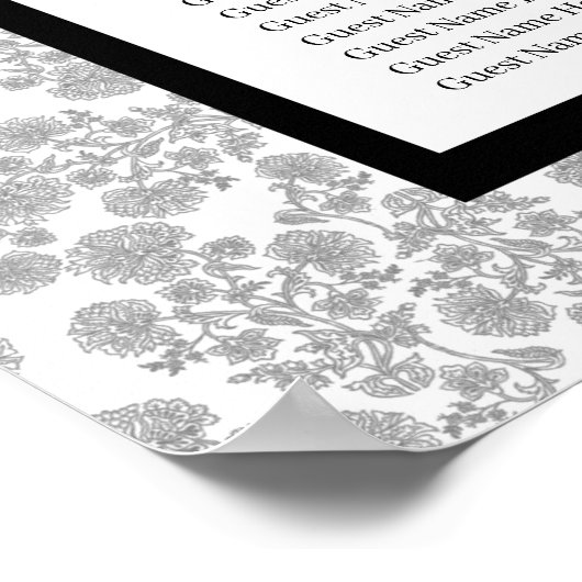 Elegant Black Floral Toile Seating Chart ポスター (角)