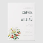 Elegant Black Floral Wedding Invitation ベラム紙招待状 (正面)