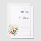 Elegant Black Floral Wedding Invitation ベラム紙招待状 (オフセット)