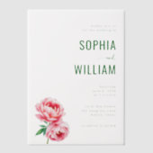 Elegant Black Floral Wedding Invitation ベラム紙招待状 (正面)