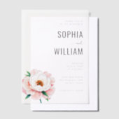 Elegant Black Floral Wedding Invitation ベラム紙招待状 (オフセット)