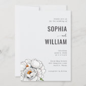 Elegant Black Floral Wedding Invitation 招待状 (正面)