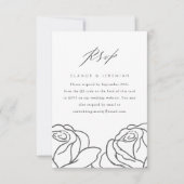 Elegant Black Floral Wedding RSVP with QR Code (正面)