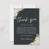 Elegant Black Floral Wedding Thank You Card サンキューカード (正面)