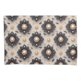 Elegant Black Flower Embellishments With Pearl 枕カバー