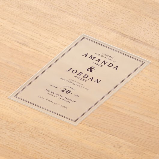 Elegant Black Formal Wedding Invitation アクリル招待状 (レイダウン)