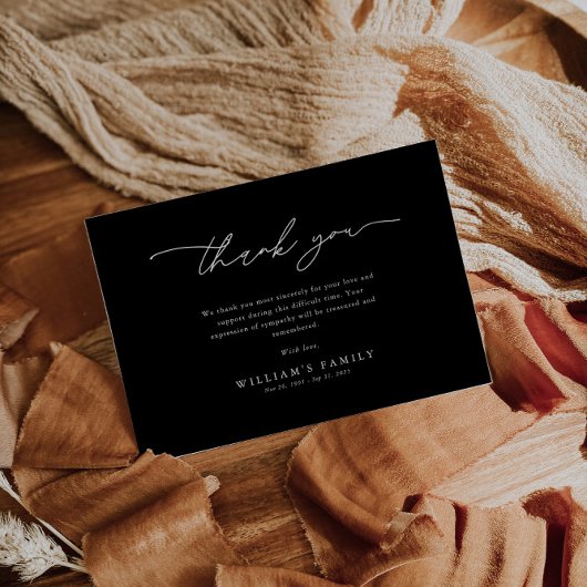Elegant Black Funeral サンキューカード