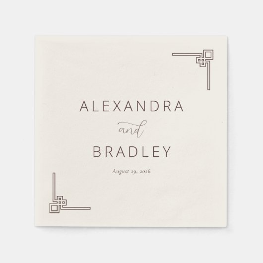 Elegant Black Geometric スタンダードカクテルナプキン (正面)