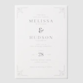 Elegant Black Geometric Borders ベラム紙招待状 (正面)