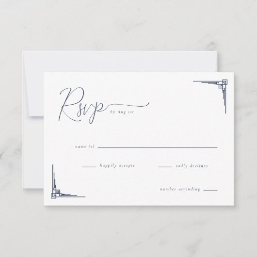 Elegant Black Geometric RSVP (正面)