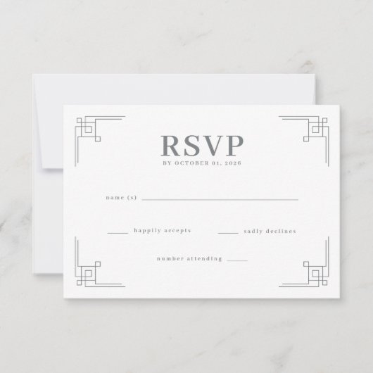 Elegant Black Geometric RSVP (正面)