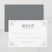 Elegant Black Geometric RSVP (正面/裏面)