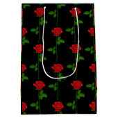 Elegant Black Gift Bag with Hand-Drawn Red Roses ミディアムペーパーバッグ (裏面)