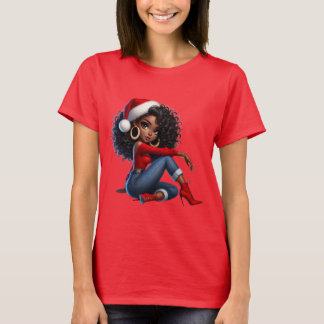 Elegant Black Girl Christmas Tee — MaMuse Holiday  Tシャツ