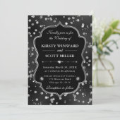 Elegant Black Glitter Diamonds Glam Wedding 招待状 (スタンド正面)