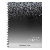 Elegant Black Glitter Editable ノートブック (正面)