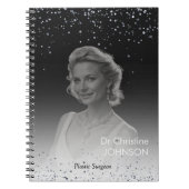 Elegant Black Glitter Editable  ノートブック (正面)