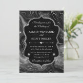 Elegant Black Glitter Marble Gothic Glam Wedding 招待状 (スタンド正面)