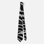Elegant Black Glitter Silver Zebra Animal Print ネクタイ (正面)
