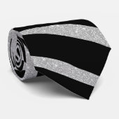 Elegant Black Glitter Silver Zebra Animal Print ネクタイ (ロール)