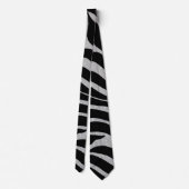 Elegant Black Glitter Silver Zebra Animal Print ネクタイ (裏面)