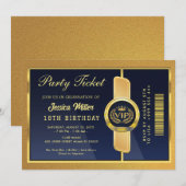 Elegant Black & Gold 18th Birthday Ticket Invite 招待状 (正面/裏面)