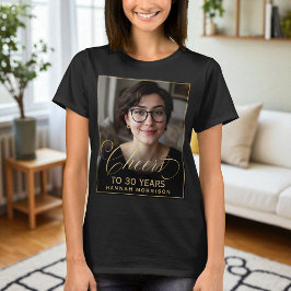Elegant Black & Gold 30th Birthday Party Photo Tシャツ