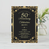 Elegant Black Gold 50th Anniversary Celebration In 招待状 (スタンド正面)