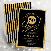 Elegant Black Gold 50th Birthday 招待状
