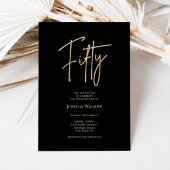 Elegant Black Gold 50th Birthday Invitation 招待状
