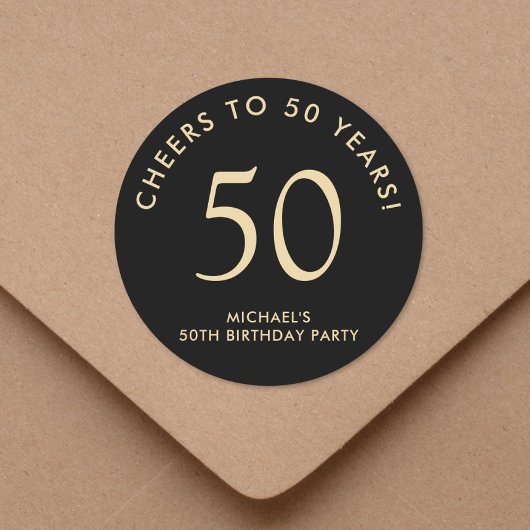 Elegant Black Gold 50th Birthday Party ラウンドシール