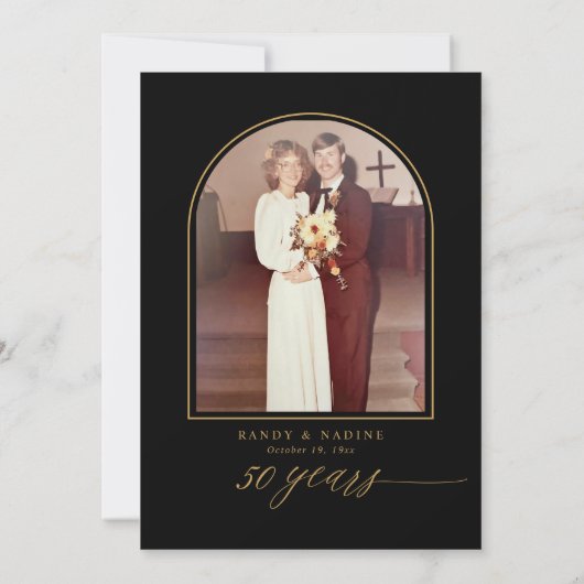 Elegant Black Gold 50th Wedding Anniversary Party 招待状 (裏面)