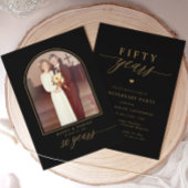 Elegant Black Gold 50th Wedding Anniversary Party 招待状