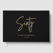 Elegant Black & Gold 60th Birthday ゲストブック (正面)