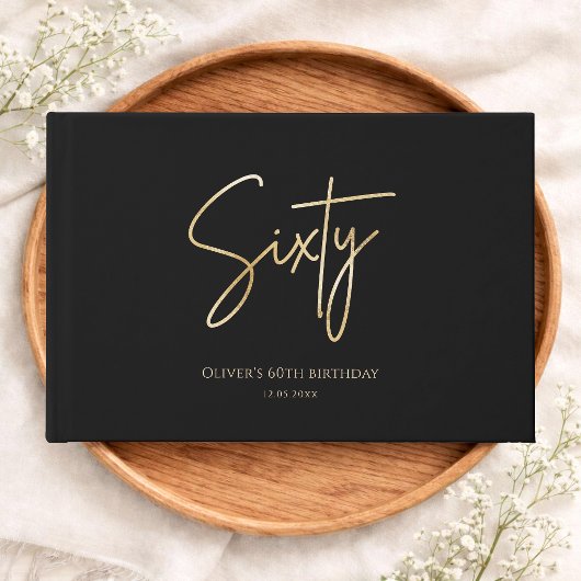 Elegant Black & Gold 60th Birthday ゲストブック