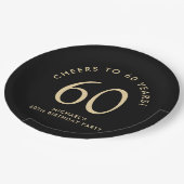 Elegant Black Gold 60th Birthday Party ペーパープレート (アングル)