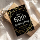 Elegant Black & Gold 60th Birthday Party 招待状