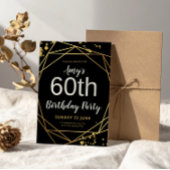 Elegant Black & Gold 60th Birthday Party 招待状