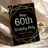 Elegant Black & Gold 60th Birthday Party 招待状