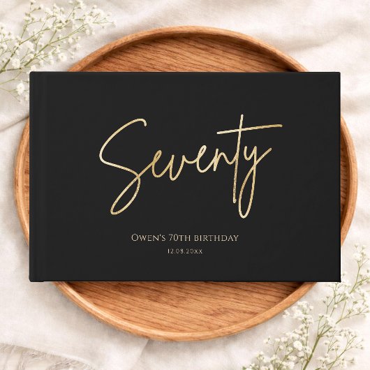 Elegant Black & Gold 70th Birthday ゲストブック