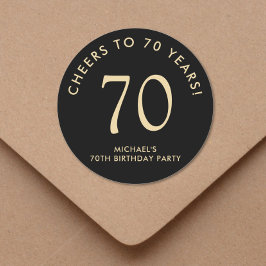 Elegant Black Gold 70th Birthday Party ラウンドシール